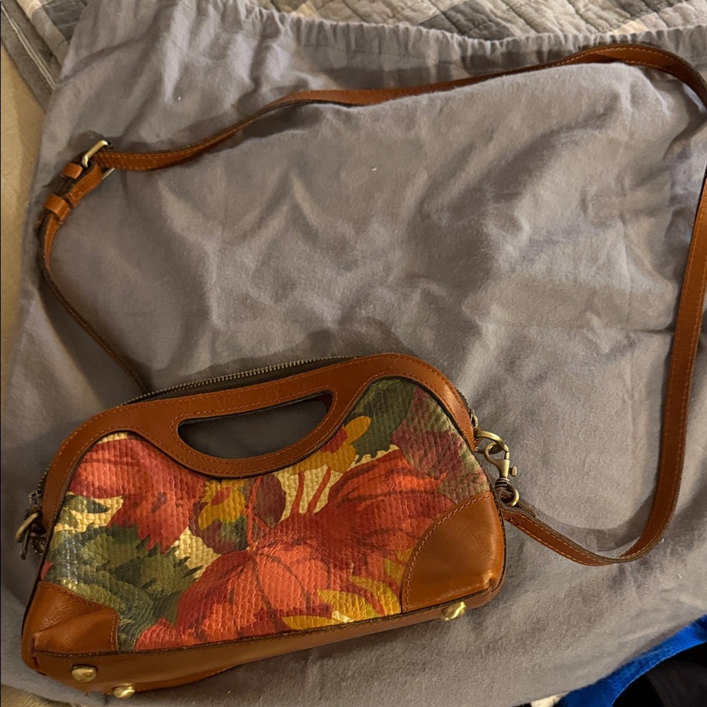 EUC Patricia Nash Floral Brown Leather Women's Bag